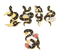 TOPPERFUN 5 Pcs Snake Brooch Pin, Alloy Brooch Badge, Black Snake Shaped Enamel Lapel Pin for Coats and Clothes, Retro Chic Accessory for Women, Valentine's Day Gift