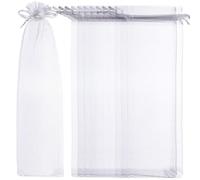 TOPPERFUN 50pcs Organza Hand Fan Bag White Folding Fan Pouches 25. 5x6 Cm Drawstring Storage Sleeve Pouch Mesh Protective Cover for Wedding Favors Present Candy Jewelry Packaging