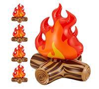 TOPPERFUN 5pcs Artificial Fake Campfire Flames: Inflatable Bonfire Decoration For Camping Parties Scene Setting - Fire Prop For Safe Indoor Outdoor Use