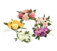 TOPPERFUN 5pcs Candle Wreaths Artificial Flower Rings Lightweight Plastic Cloth Material for Wedding Table Centerpieces and Valentine Decoration
