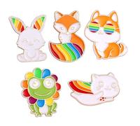 TOPPERFUN 5pcs Cartoon Animal Enamel Brooch Pins Mixed Style Lapel Pins for Clothes Bags Hats Cute Designs to Enhance Your Outfit and Stand