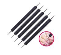 TOPPERFUN 5pcs Double Ended Nail Dotting Tools Multipurpose Embossing and Painting Pens for Clay and Nail Art Lightweight and Easy to Handle for Details Black
