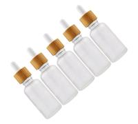 TOPPERFUN 5pcs Essential Oil Bottles Small Dropper Glass Perfume Bottles Bamboo Wood for Droppers for Essential Oils for Small