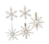 TOPPERFUN 5pcs Glitter Snowflake Hair Barrettes for Women Lightweight Hairpins Random Styles Elegant Hair Accessories for Long Holding Securely