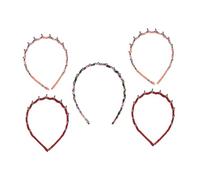 TOPPERFUN 5Pcs Leopard Print Teeth Comb Headbands Unisex Hair Hoop with Shark Tooth Design for Scalp Massage Chiffon and Plastic Material Versatile Hair Accessory for Face Random Color