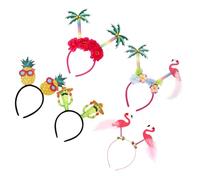 TOPPERFUN 5pcs Lightweight Plastic Hawaiian Headbands with Flamingo Pineapple Tree Cactus Shapes, Creative Tropical Hair Accessories That Hold Hair Firmly for Luau and Beach Parties
