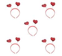 TOPPERFUN 5pcs Love Heart Shaped Sequin Headbands Valentine's Day Hair Accessories for Women Glitter Hair Loops Party Festival Dress Decor