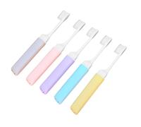 TOPPERFUN 5Pcs Portable Folding Toothbrushes Soft Bristles Ergonomic Grip Travel Tooth Brushes for Convenient Oral Care and Gum Protection Random Macaron Colors Random Color