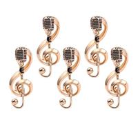 TOPPERFUN 5pcs Retro Microphone Music Note Brooch Pin Set Vintage Musical Instrument Jewelry for Women’s Clothing Accessories, Classic Rock Music Lover Pins for Bags and Shirts