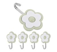 TOPPERFUN 5pcs Small Flower Shaped Utility Hooks Self Adhesive Compact Wall Hangers for Small Homes and Kitchen Removable Heavy Duty Holders to Maximise Storage Space