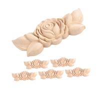 TOPPERFUN 6 Pcs Unpainted Solid Wood Carved Corner Appliques for Furniture Decorative Floral Onlays for Cabinet Doors Bed Wardrobe Vintage Style Home Decor Accessories