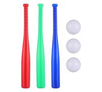 TOPPERFUN 6pcs Baseball Set and - Red Green Blue Plastic Baseball Bats - Outdoor Sports Batting Practice Game for Boys