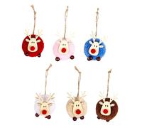 TOPPERFUN 6pcs Christmas Deer Wool Ball Hanging Ornaments Soft Lamb Pendant Decorations for Xmas Tree Home and Commercial Festive Decor