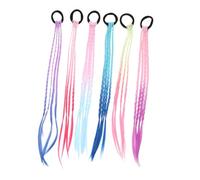 TOPPERFUN 6pcs Colorful Gradient Wig Braids Hair Ties Ponytail Holders for Natural Touch Braid Hairpieces Hair Accessories