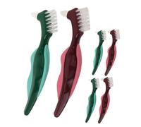 TOPPERFUN 6pcs Double-Sided Denture Brush with Non-Slip Handle Stiff Bristles for Fake Teeth Cleaning and Gum Massage Portable Denture Toothbrush for Seniors and Travel Use