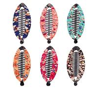 TOPPERFUN 6Pcs Fish Shaped Hair Clips for Women Floral Pattern Fabric Hair Accessories Medium Banana Clip Strong Hold Stylish Headdress for Birthdays Parties and Daily Use
