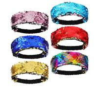 TOPPERFUN 6pcs Gradient Color Elastic Sequin Headbands for Women and, Reversible Sparkly Hairbands Suitable for Sports and Daily Wear