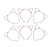 TOPPERFUN 6pcs Leopard Print Cat Ears Headbands for - Yellow White Red Pink Animal Hair Accessories Set, Cute Cheetah Ears Hairband for Birthday Party, Halloween Costume, and Dress