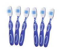 TOPPERFUN 6Pcs Portable Mini Toothbrush with Large Soft Bristle Head and Short Handle for Easy Grip Non-Slip Safety Design for Travel and Correctional Facility Use