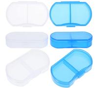 TOPPERFUN 6Pcs Small Plastic Storage Containers Portable Travel Medicine Cases Two-Compartment Sealed Organizer Box with PP Material for Medication Management