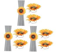 TOPPERFUN 6pcs Sunflower Curtain Holdbacks Curtain Tiebacks for Drapes Flower Clips for Window Drapery Holdbacks and Clips for Thick