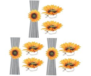 TOPPERFUN 6pcs Sunflower Curtain Holdbacks Curtain Tiebacks for Drapes Flower Clips for Window Drapery Holdbacks and Clips for Thick