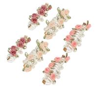 TOPPERFUN 6pcs Telephone Wire Hair Ties Multi Flower Pearl Elastic Spiral Coil Ponytail Holders for Women Straight Telephone Cord Hair Accessories for School and Holidays