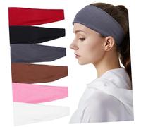 TOPPERFUN 6pcs Unisex Sports Headbands Stretchy Fitness Sweatbands for Gym Yoga Running and Cycling Comfortable Non Slip Breathable Design White Black Deep Red Brown and Light Pink