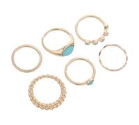 TOPPERFUN 6pcs Vintage Ring Set for Women Authentic Stackable Boho Style Finger Rings Gemstones Wedding Jewelry
