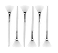 TOPPERFUN 6pcs White Fiber Facial Fan Mask Brushes Easy to Hold Sleeping Mask Applicators Reduce Waste Beauty Brush Set for Facial Skincare