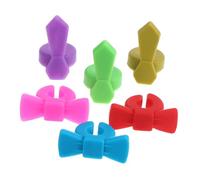 TOPPERFUN 6pcs Wine Glass Charms Bowtie Tie Design Drink Markers for Parties Stylish Silicone Identifiers for Wine Glasses Party Supply to Avoid Mix Ups