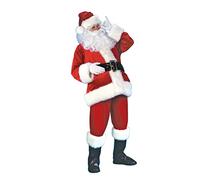 TOPPERFUN 7Pcs Creative Santa Claus Costume Unisex Festival Outfit with Hat Beard Gloves and Boot Covers for Xmas Party and Christmas Performance