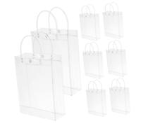 TOPPERFUN 8 Pcs Reusable Clear Gift Bags with Handles Transparent PVC Goodie Bags for Wedding Birthday Party Favors Spacious Vertical Rectangular for Snacks Candies and Small Gifts