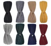 TOPPERFUN 8 pcs Stretchy Twisted Turban Headbands for Women Breathable Sports Headband Khaki Light Grey Navy Black Dark Green Yellow for Yoga Running and Workouts