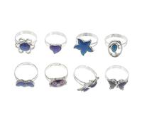 TOPPERFUN 8pcs Adjustable Color Change Mood Rings for Women Animal Design Open Finger Bands Emotion Reflecting Jewelry