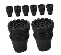 TOPPERFUN 8pcs Crutch Pole Protector Cane Tip Accessory Crutch Feet Replacement Tips Cane Trekking Pole Protectors Hiking Walking Stick Black