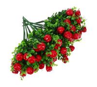 TOPPERFUN 8pcs Faux Eucalyptus Branches with Apples Artificial Greenery Stems for Table Centerpiece No Maintenance Simulated Fruit Bunches for Home Office Wedding Photography Decor