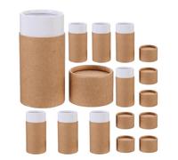 TOPPERFUN 8pcs Kraft Paper Cardboard Tubes with Secure Lids 50ml round Paper Boxes for Essential Oil and Tea Leaves Storage with Aesthetic Design for Craft and Gift Packaging