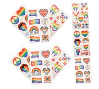 TOPPERFUN 9Pcs Rainbow Pride Temporary Stickers Set, Heart-Shaped Lgbtq Gay Pride Fake for Face and Body, Party Favors DIY Decals for Celebrations and Festivals