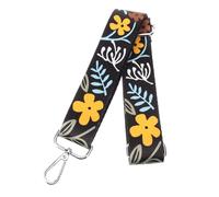 TOPPERFUN Adjustable Banjo Strap Vintage Pattern, Silver Metal Fittings, Decorative Banjo Sling Shoulder Belt for Musical Instruments