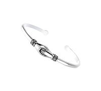 TOPPERFUN Adjustable Vintage Silver Plated Arm Ring with Shaking Hands Pattern Opening Wrist Jewelry for Women S Parties Weddings Daily Wear and Special Occasions