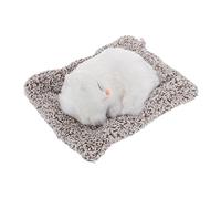 TOPPERFUN Adorable Plush Cat Doll Realistic Animal Figurine for Home Decoration Unique Kitten Craft Statue Cuddly for Office Car Bookshelf White Sleeping Cat