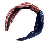 TOPPERFUN American Flag Knotted Wide Headband for Women and Twisted Patriotic Hairband with Red White Stylish Independence Day Hair Accessory for Parties and Everyday Wear