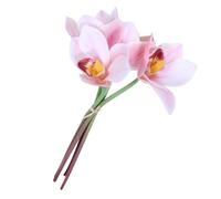 TOPPERFUN Artificial Cymbidium Flowers Fake Pink Orchids with Cloth Petals and Plastic Rods, Decorative and Can Be Split for Wedding Celebration Or Home Use, Lifelike and Floral Arrangement