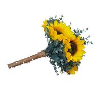 TOPPERFUN Artificial Sunflower Elegant and Beautiful Vivid Appearance Bridal Bouquet with Silk Cloth and Hemp Rope, Realistic Fake Sunflowers for Wedding Decoration and Outdoor Photo Prop