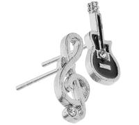 TOPPERFUN Asymmetrical Music Note Earrings for Women Shining Decor Stylish Guitar and Violin Design for Birthday Party and Formal Occasions Unique Musical Theme Jewelry