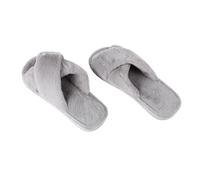 TOPPERFUN Autumn Winter Women Plush Cross Strap Open Toe Slippers Warm Cozy Indoor Footwear Soft Lightweight Comfortable House Shoes for Home Use