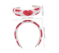 TOPPERFUN Beaded Heart Headband for Non-Slip Wide Hairband with Crystal Beads Red Bridal Hair Accessory for Valentine’S Day and Special Occasions
