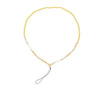 TOPPERFUN Beaded Phone Lanyard Yellow DIY Crystal Beads and Soft Clay Letters, Cellphone Hanging Chain Mobile Phone Accessory for Women and