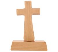 TOPPERFUN Beech Holy Cross Ornament 5.71In Wooden Cross Decor for Home Bedroom Desktop and Wall Hanging Decoration Religious Craft